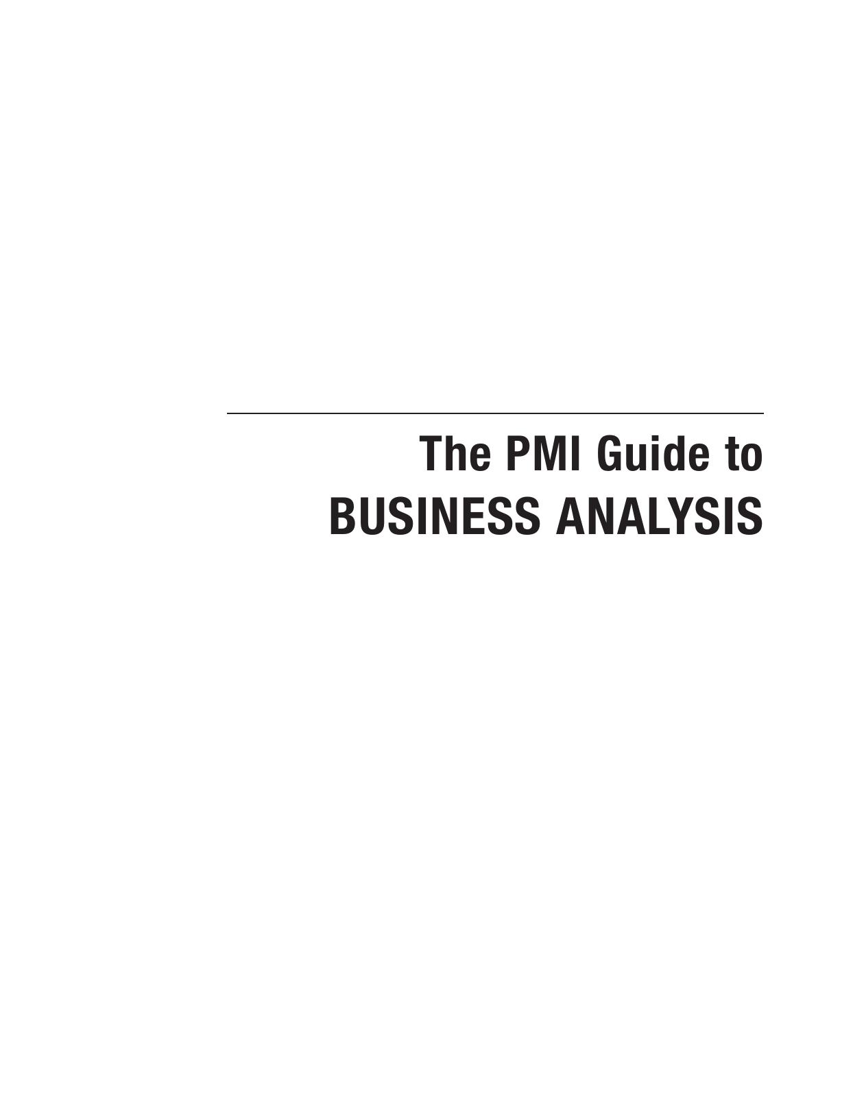 The PMI Guide to Business Analysis